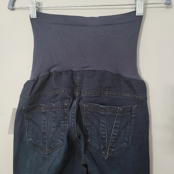 Indigo Blue Dark Wash Slim Straight Maternity Secret Belly Jeans - Picture 10 of 16